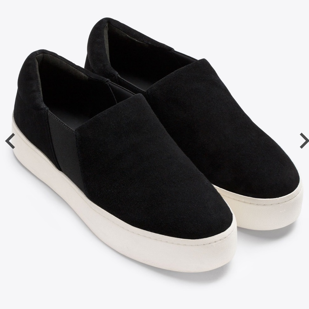 Vince Women’s Warren Slip On Platform Sneaker Black Suede Size 5.5